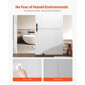 Porta Scorrevole in MDF ad Alta Resistenza 84 x 42 Pollici con Superficie in PVC Impermeabile, Kit Hardware per Porta Scorrevole Facile da Installare - Product Image 4