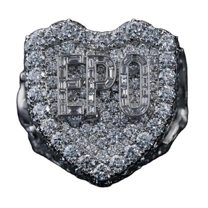 Anillo de Plata 925 con Incrustaciones de Moissanita y Baño de Rodio, Estilo Hip Hop, para Jugadores de Alto Nivel, Joyería para Boda o Compromiso - Product Image 1