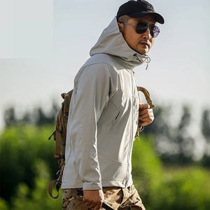 Mens Softshell Hooded <b>Jacket</b> <b>Fleece</b> <b>Lined</b> Windproof Autumn Streetwear - Product Image 5