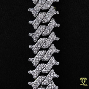This luxury moissanite <b>bracelet</b> features a bold fully iced design with unique fishbone <b>inspired</b> links - Product Image 2