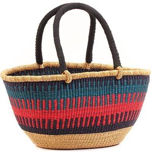 Elegant Red Teal Seagrass Handbags Black Leather Handle Woven Straw Tote <b>Bag</b> Luxury <b>Women</b> Summer <b>Beach</b> <b>Bag</b> OEM - Product Image 1