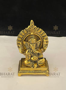ARTÍCULOS DE METAL BAÑADOS EN ORO, ARTESANÍA METÁLICA, SINGHASAN GANESHA - Product Image 2