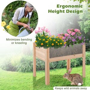 Jardinera Elevada de Madera de 30/47 Pulgadas para Cultivar Verduras y Flores, Construcción Resistente para Jardín - Product Image 6