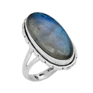 Long Oval <b>Labradorite</b> <b>Ring</b> 925 Sterling Silver Gemstone Jewelry Handmade <b>Ring</b> for Her - Product Image 4