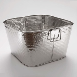 Modern Classic Metal Beverage Bucket Dotted Edge Silver <b>Wine</b> Cooler High-Shine Cast Aluminum Party Drink Tub Decorative Handles - Product Image 6