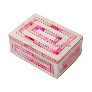 Handmade MDF Wood Jewelry <b>Box</b> with Unique Chevron Pattern Dyed Bone <b>White</b> Resin Pieces for Storage Packaging - Product Image 2