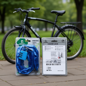 Chaîne de verrouillage de vélo sécurisée et durable en cuir avec cadenas à combinaison à trois chiffres 5*100 - Product Image 3