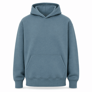 Sudadera con Capucha Premium Azul Polvoriento sin Cordones, Unisex, de Algodón Grueso, con Bolsillo Canguro, Estilo Urbano Personalizado para Hombre - Product Image 1