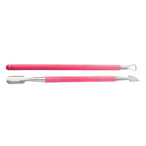 Pousse-cuticules double embout en acier inoxydable avec manche rose – Outil de manucure réutilisable à double tête pour l'élimination des cuticules - Product Image 3