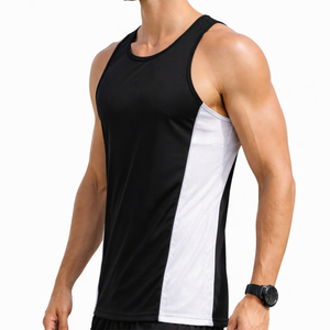 Débardeur noir sans manches pour homme en maille respirante 78% coton 22% élasthanne, idéal pour l'entraînement, la gym et le quotidien - Product Image 2