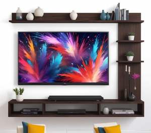 Mueble de TV de madera sintética en forma de C para montar en la pared, gabinete flotante para sala de estar/habitación infantil/dormitorio - Product Image 1