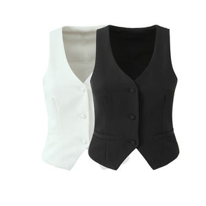 Chaleco Casual para Mujer, Modelo 2026, Elegante, Cuello Redondo, Cinturón, Color Sólido, Color Personalizable, Transpirable, Resistente al Viento - Product Image 1