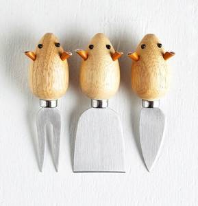 Juego de cuchillos para queso con mangos de madera, cuchillas de acero inoxidable, herramientas duraderas para servir queso - Product Image 5