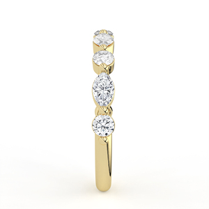 Elegant Alternating Round And Marquise Diamond Band Shared Prong White Gold Stackable Promise <b>Ring</b> Jewelry - Product Image 6