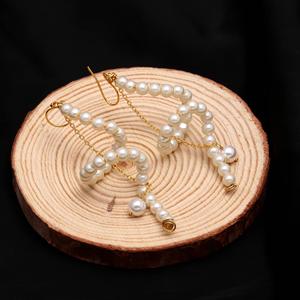 Pendientes Colgantes Redondos de Perlas Naturales Hechas a Mano con Baño de Oro Vermeil y Engaste de Bisel, Joyería de Moda para Fiestas o Regalo - Product Image 2