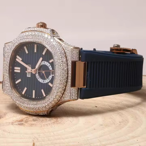 Elite Glow Wave iced out Moissanite Quartz Watch for Men Diamond Style Premium Bling Watch Quartz Men with Classic Style - Product Image 1