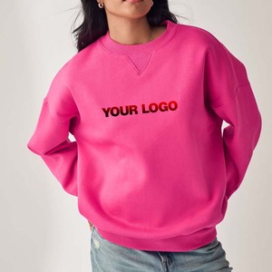 Sudadera Rosa con Cuello Redondo para Mujer, 100% Algodón, Logotipo Frontal Personalizado, Diseño OEM, Transpirable, Corte Regular, Ropa Casual de Otoño - Product Image 2