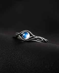 Bague en argent sterling Masa avec pierre de lune, motif œil et symbole infini, bijou céleste inspiré de la nature, fait main, cadeau pour femme - Product Image 2