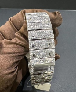Reloj Mecánico de Movimiento Automático Cuadrado, Estilo Hip Hop, de Alta Calidad, con Esfera Romana Plateada y Diamantes Moissanite - Product Image 5