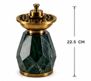 Green Marble Metal Incense Burner Green Onyx Incense Holder Luxury Stone Bakhoor Burner Metal <b>Oud</b> Incense Burner Handmade Marble - Product Image 2