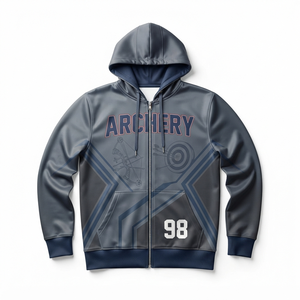 Sweat à capuche zippé pour homme, bleu foncé, imprimé par sublimation, coupe sportive, respirant, pour l'automne - Product Image 1