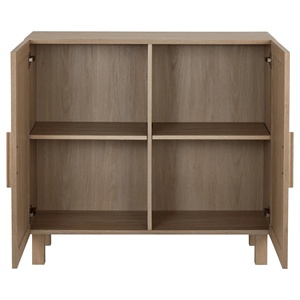 Modern Solid Teak Wood <b>Sideboard</b> with Natural Finish Fluted Design and Customizable Color for Dining Room and Kitchen Use - Product Image 5