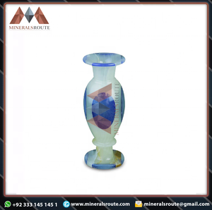 แจกันหินธรรมชาติทำมือคุณภาพระดับพรีเมียมลายหินอ่อนและโอนิกซ์-ของตกแต่งที่สวยงามสำหรับตกแต่งบ้าน - Product Image 5