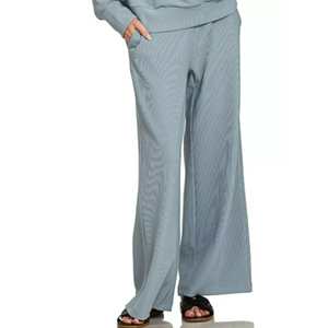 Conjunto de Pantalones y Jersey de Cuello Alto con Cierre de Media Cremallera para Mujer Veloro Zenana AZUL GRIS Talla S - Product Image 1