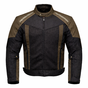 Blouson de moto pour homme, bleu et noir, à blocs de couleur, manches longues, respirant, en mesh, pour toutes les saisons - Product Image 2
