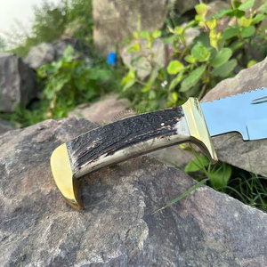 Couteau de chasse J2 en acier neuf, manche en bois de cerf, couteau de survie artisanal de collection, lame de 11 pouces, finition haute brillance - Product Image 2