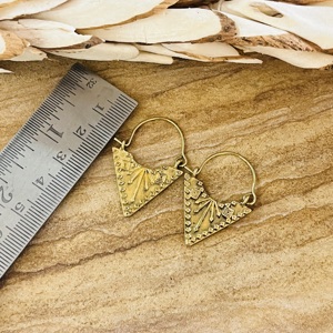 Pendientes de Aro Boho de Último Diseño, Joyería Tribal Bohemia de Latón para Mujer, Acabado de Latón Antiguo, Patrón Geométrico, para Fiesta - Product Image 6