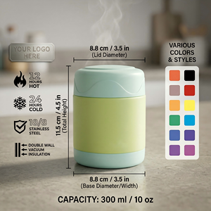 HOUROFFER Contenant alimentaire thermique de 300 ml en acier inoxydable isolé sous vide, <span class=keywords><strong>thermos</strong></span> à soupe et couvercle anti-fuite <span class=keywords><strong>pour</strong></span> enfants - Product Image 2