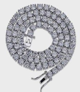 Luxury Round Cut Moissanite Tennis <b>Chain</b> Necklace <b>Iced</b> <b>Out</b> Hip Hop Jewellery Classic Diamond Look Gift - Product Image 4