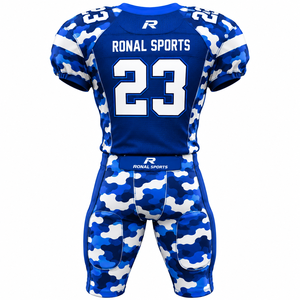 Ensemble de maillot de football américain personnalisé rembourré en polyester, col en V, manches courtes, unisexe, style entraînement et match pour équipe - Product Image 2