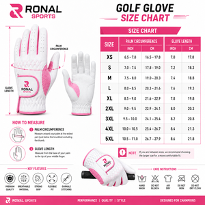 Gant de golf pour femme Ronal Sports, main droite, blanc rose, cuir véritable, respirant, fermeture auto-agrippante, personnalisable OEM, gant en cuir Cabretta - Product Image 6