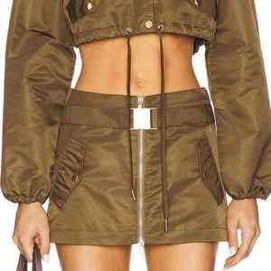 Waterproof Nylon <b>Jacket</b> and Shorts Blank Sweat Suit Women Windbreaker Short Sets - Product Image 4