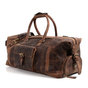 Handmade Custom Luxury 100% Genuine <b>Leather</b> Durable Zipper Casual Foldable <b>Duffle</b> <b>Bag</b> Unisex Wholesale Weekend Sports Gym Carry - Product Image 1