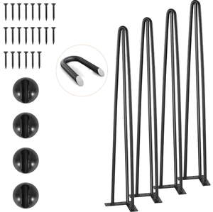 28" Hairpin <b>Table</b> <b>Legs</b>- 1/2" solid steel three robs 900lbs Load 4PCS Heavy Duty Stainless Steel Modern DIY Dining Desk EDPTBL013 - Product Image 1