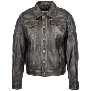 Casual Leather <b>Trucker</b> Winter <b>Jacket</b> Durable Stitching With Relaxed Fit For Daily Wear <b>Trucker</b> <b>Jacket</b> - Product Image 3