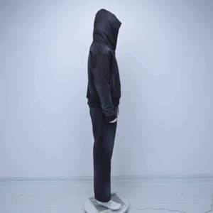 Conjunto Deportivo de Alta Calidad con Logotipo Personalizado, Sudadera con Capucha Negra Deslavada Unisex y Pantalones Deportivos Anchos de Felpa de Algodón - Product Image 5