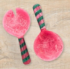 Luxury Handcrafted Colorful Resin Reusable Eco-Friendly Dishwasher Safe <b>Salad</b> <b>Tools</b> Multi-Purpose Serving Spoon Set Decorative - Product Image 4