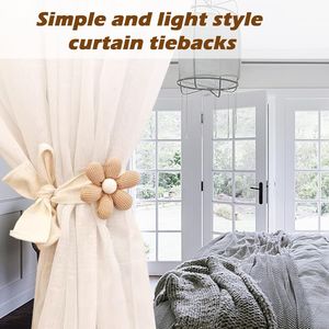 Set di 4 fermacurtain a forma di fiore Boho, semplici ed eleganti fermacurtain a girasole per l'arredamento della camera da letto, set di eleganti fermacurtain. - Product Image 5