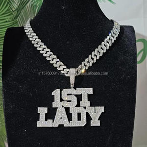 Hip Hop " 1st Lady " Pendant Necklace Moissanite Diamond <b>Iced</b> <b>Out</b> <b>Chain</b> Fashion Jewelry Gift - Product Image 1