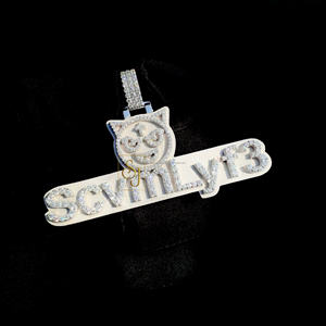 สร้อยคอฮิปฮอปผู้ชายแบบสั่งทำพิเศษ ประดับเพชรโมอิสซาไนต์ เงินแท้ 925 พร้อมจี้ตัวอักษร ชื่อ หรือโลโก้การ์ตูน - Product Image 6