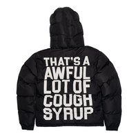 Blouson d'hiver noir surdimensionné à capuche pour homme, style streetwear, avec un motif 'celle-là est une quantité énorme de sirop contre la toux'