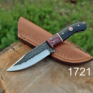 Couteau de chasse artisanal en acier carbone à lame fixe, couteau de survie en plein air avec étui en cuir OEM - Product Image 1