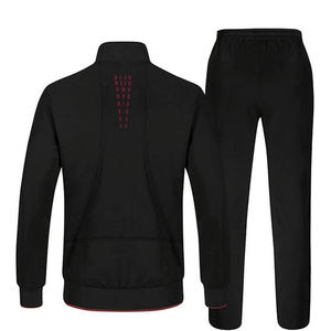 Men's Black And <b>Burgundy</b> Tracksuit Set Full Sleeve Zipper Stand Collar Sporty Casual Wear Autumn Style Breathable Polyester - Product Image 6
