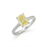 Bague de fiançailles solitaire en platine PT950 avec diamant jaune fantaisie de 2,07 carats certifié IGI, taille coussin, pour femme, mariage et soirée