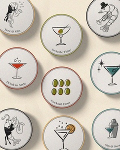 Sous-verres personnalisés en tissu de fleurs sauvages faits à la main, diamètre 100 mm, biodégradables, écologiques, avec logo personnalisé, pour le service de café et de boissons - Product Image 1