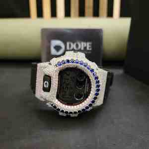 Montre de luxe en acier inoxydable avec diamants en moissanite et caoutchouc, ornée de diamants bleus DOPE JEWELLS - Product Image 6